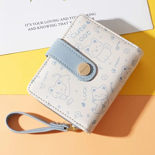 Kawaii Cat Wallet Blue