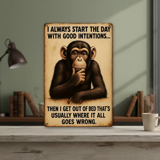 Wooden Funny Monkey Sign - Fun Monkey Quote Wooden Decoration
