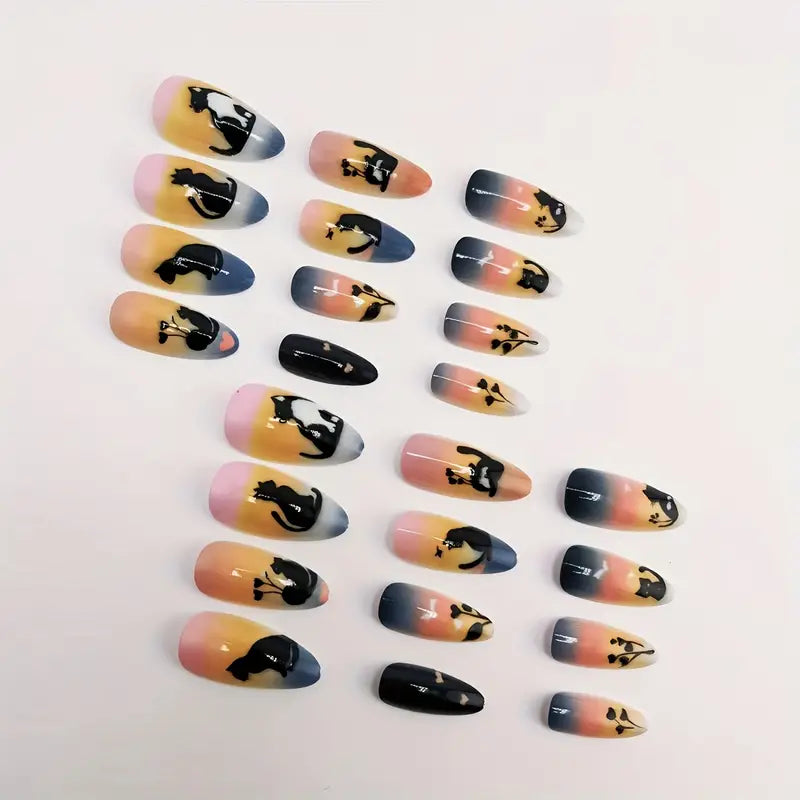 24pcs Cat Press On Nails