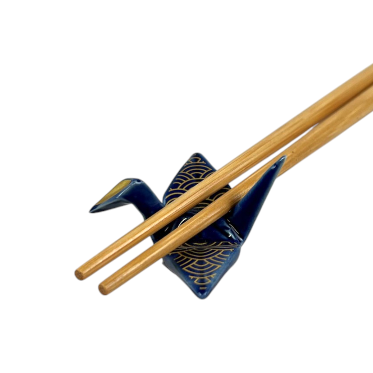 Origami Crane Porcelain Chopsticks Rest 2"L Seigaiha Navy (12/288)