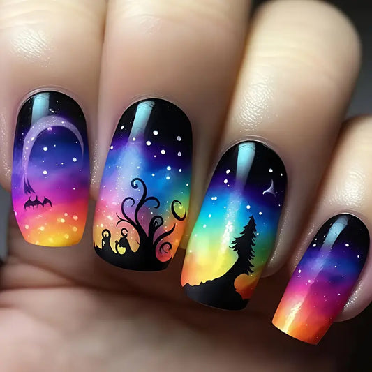 24pcs Aurora Borealis Press-On Nails