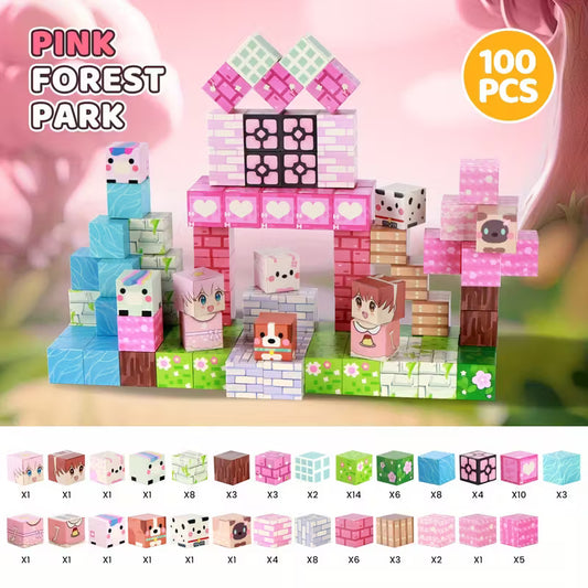 Pink Forest Park Magnetic Blocks 100pc