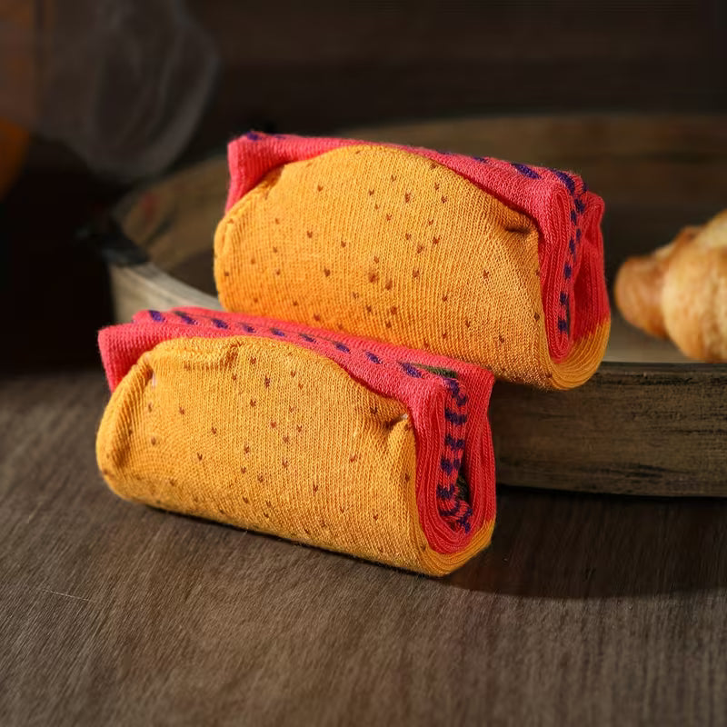 Mid-Calf Taco Men'S Socks in a Novelty And Colorful Taco Design 1 pair