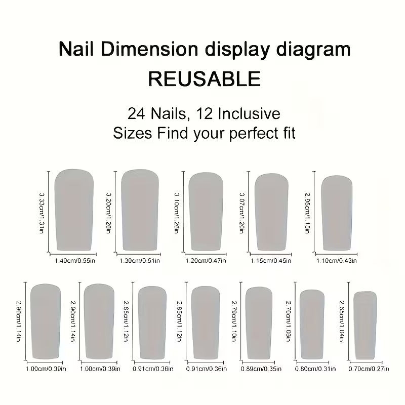 24pcs Long Square Nails - Van Gogh Starry Night & Mona Lisa Artistic Designs