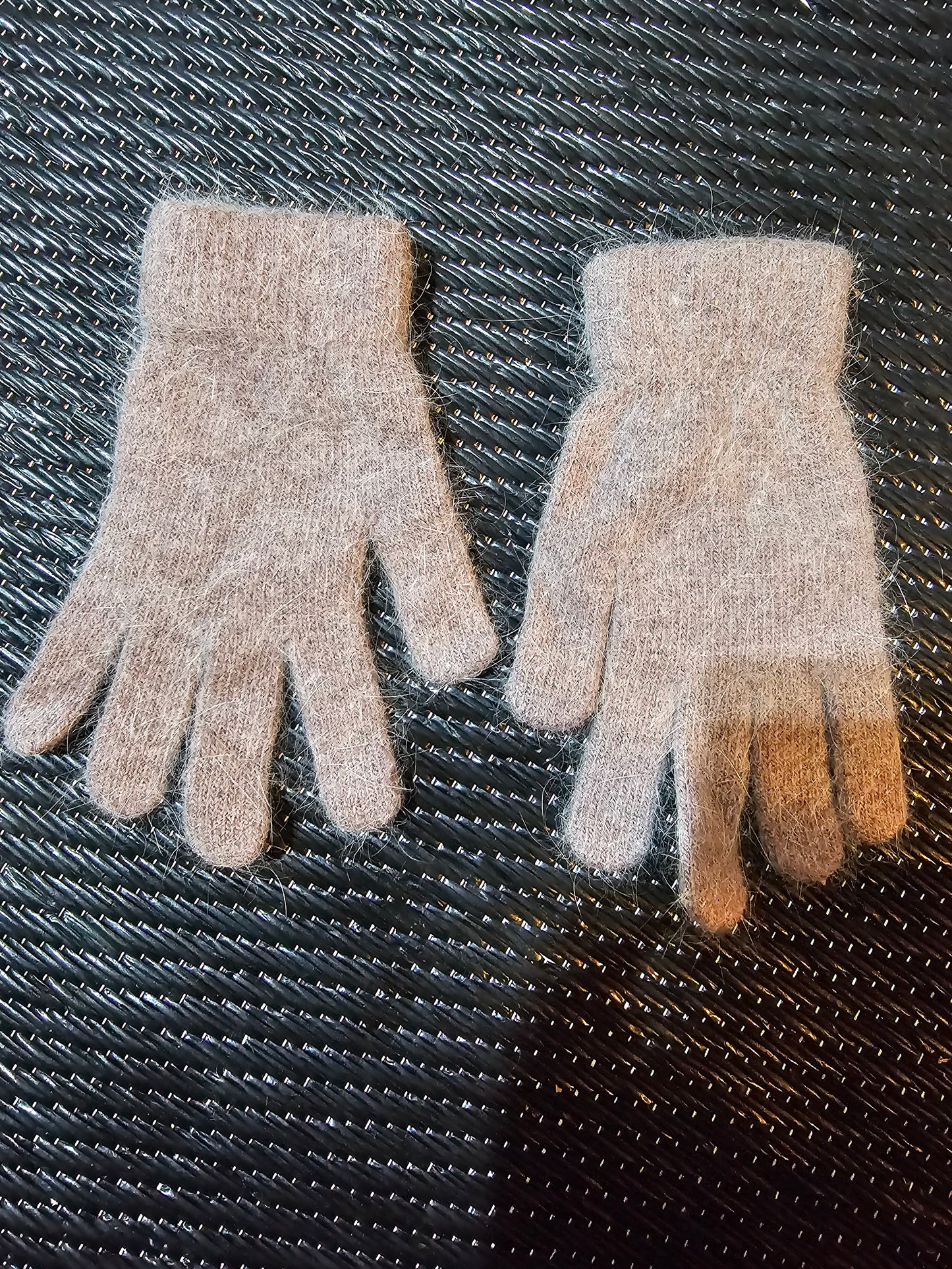 Brown Angora Fiber Stretchy Gloves Adult