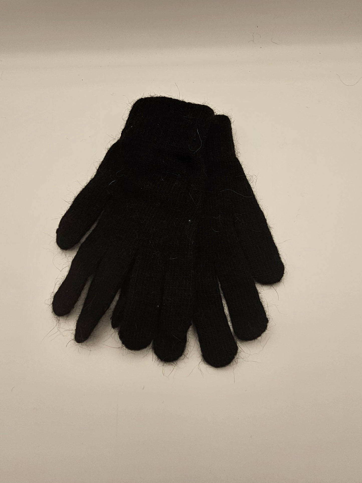 Angora Black Stretchy Gloves Adult