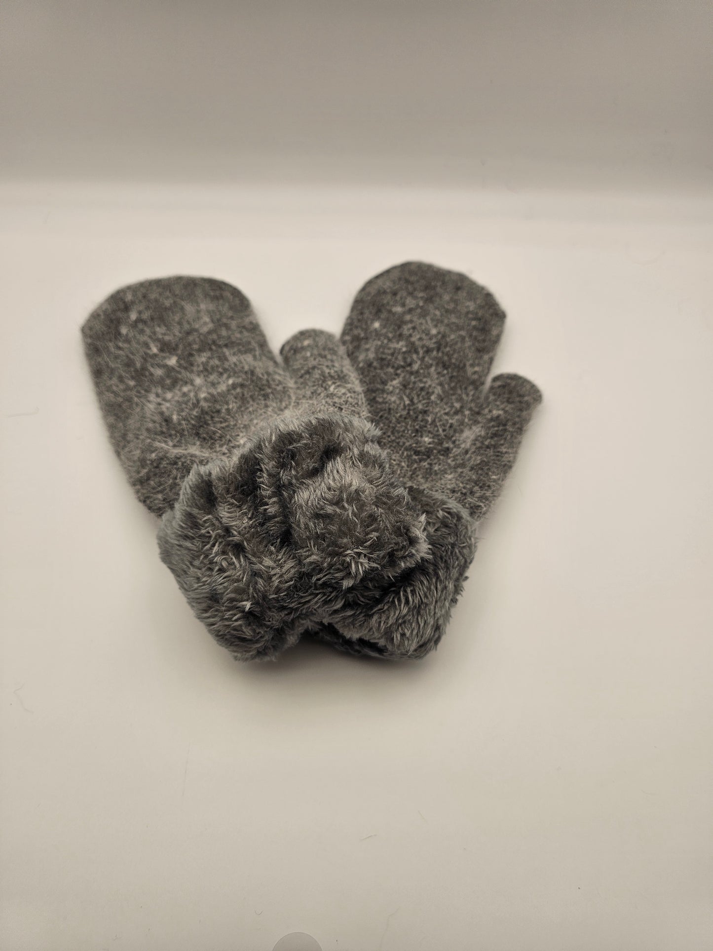 adult Angora Dark Grey Mittens