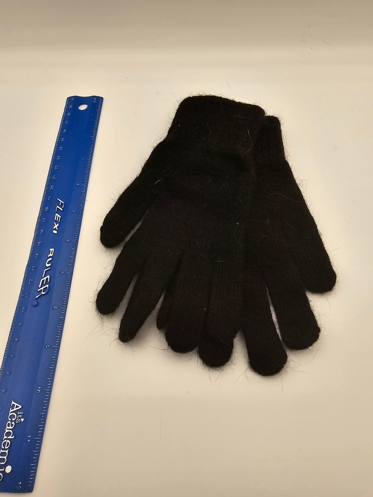 Angora Black Stretchy Gloves Adult