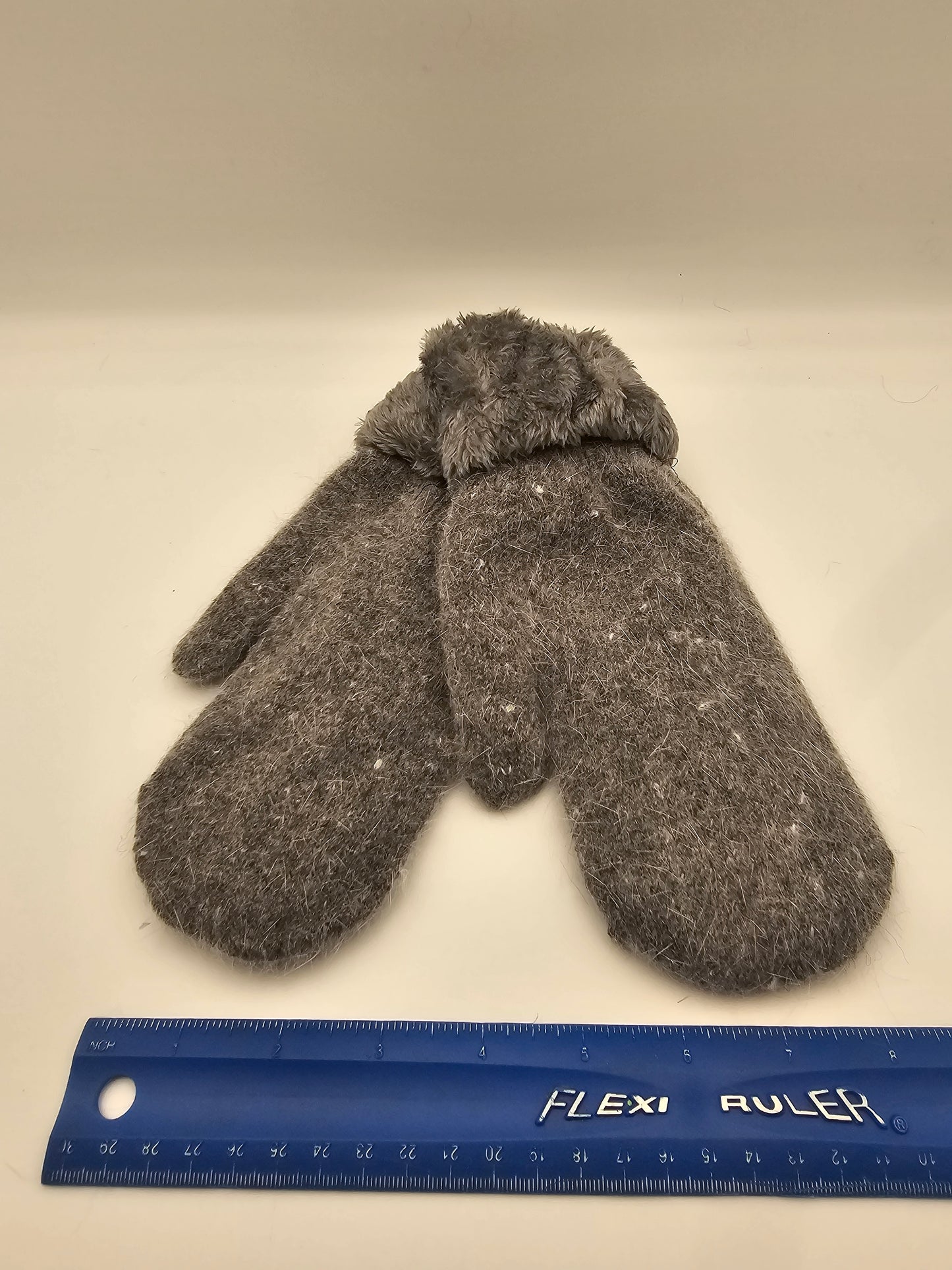 adult Angora Dark Grey Mittens