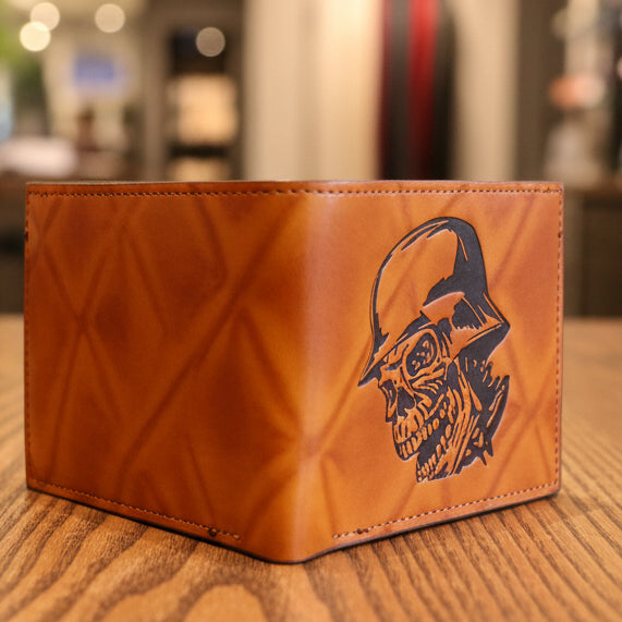 Tan Wallet with Skull Design