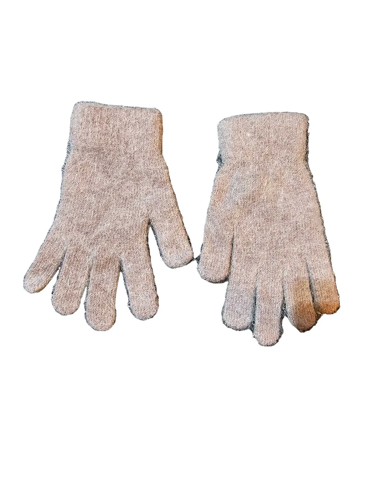 Brown Angora Fiber Stretchy Gloves Adult