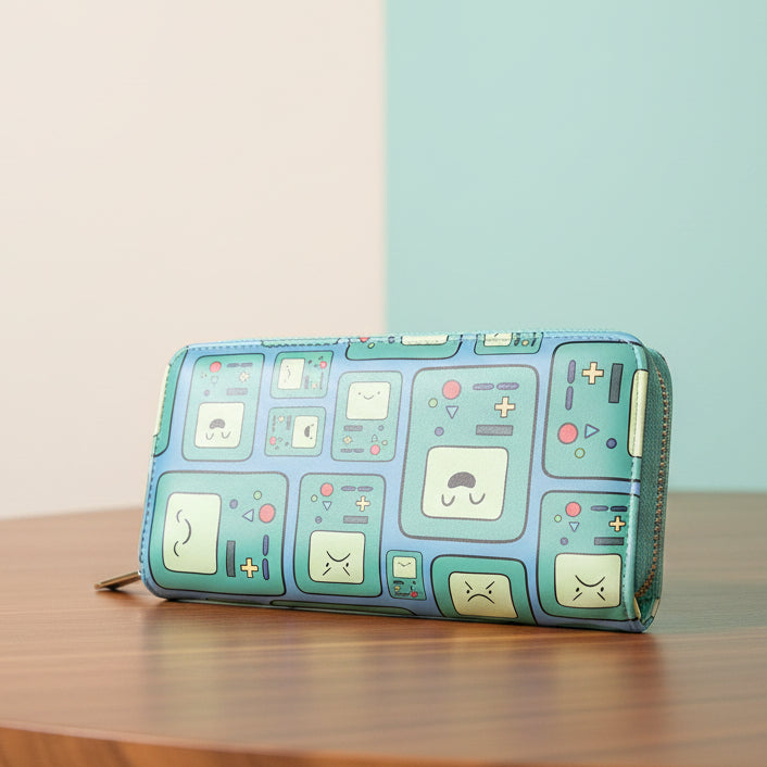 Women's Anime Wallet with Green Zipper