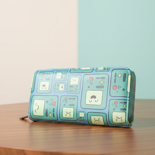 Women's Anime Wallet with Green Zipper