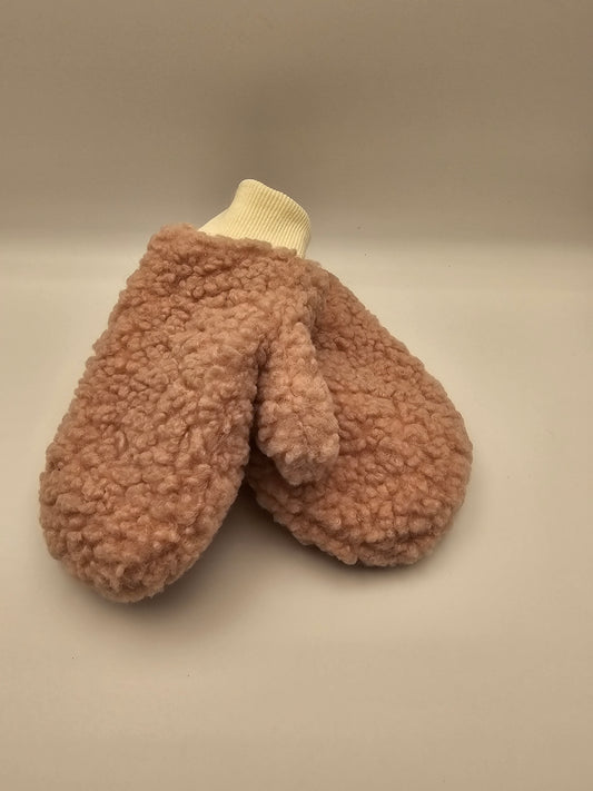 Pink Sherpa Mittens Kids