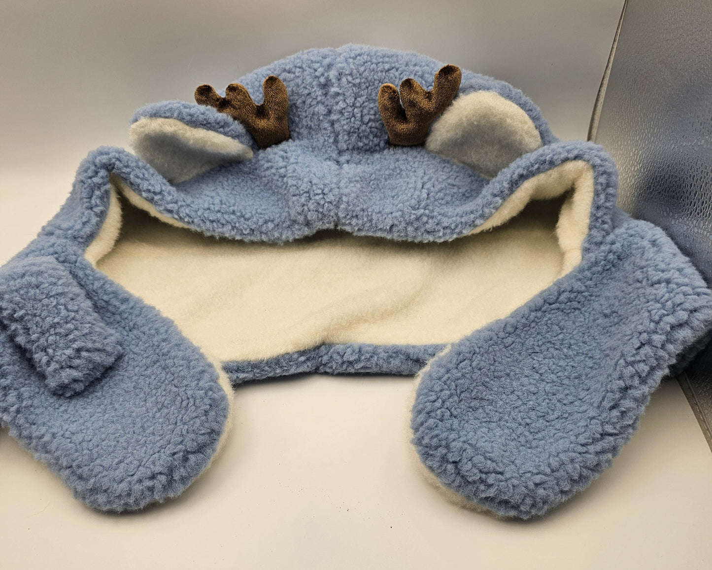 Reindeer Hat and Mittens Kids Blue