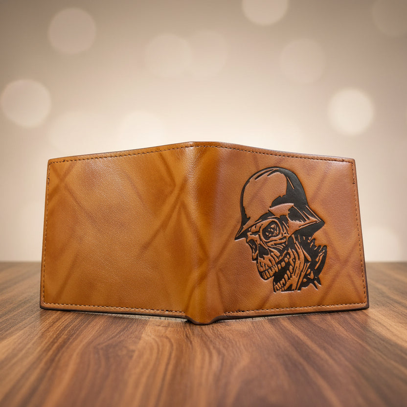 Tan Wallet with Skull Design