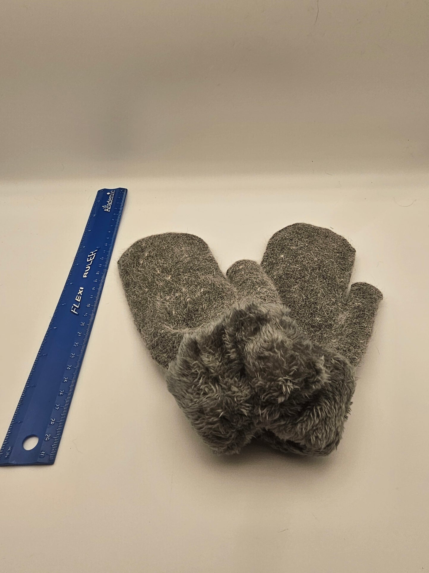 adult Angora Dark Grey Mittens