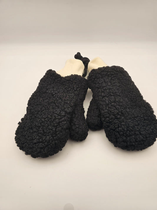 Black Sherpa Mittens Kids