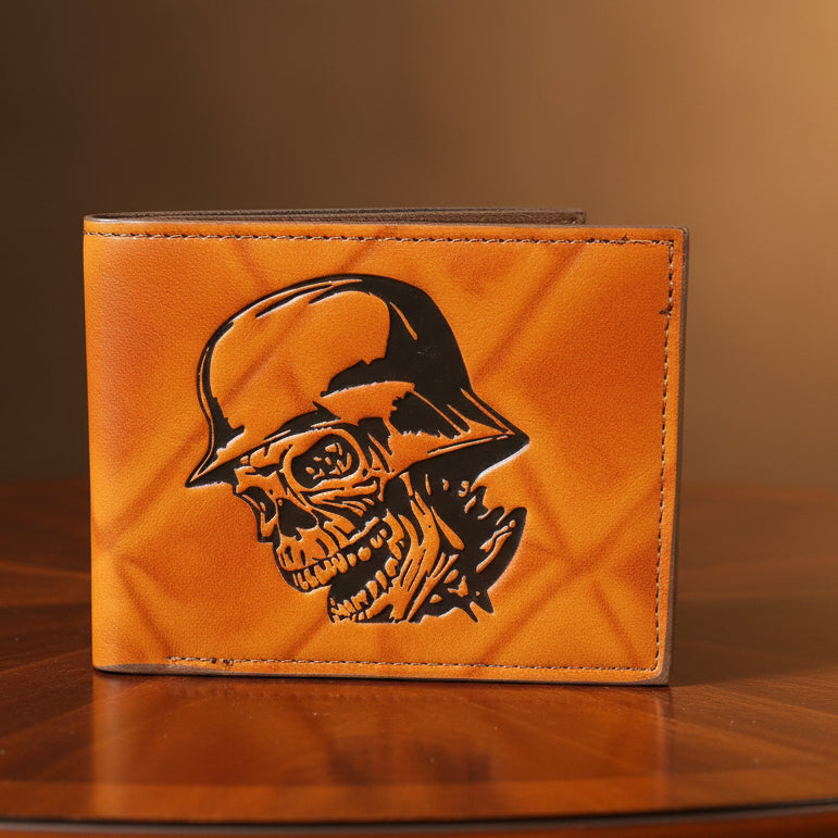 Tan Wallet with Skull Design