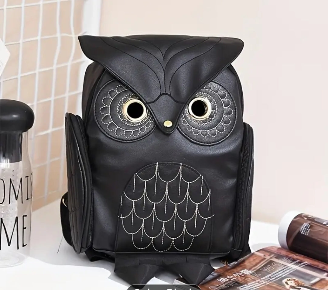 Black Owl Backpack Bag