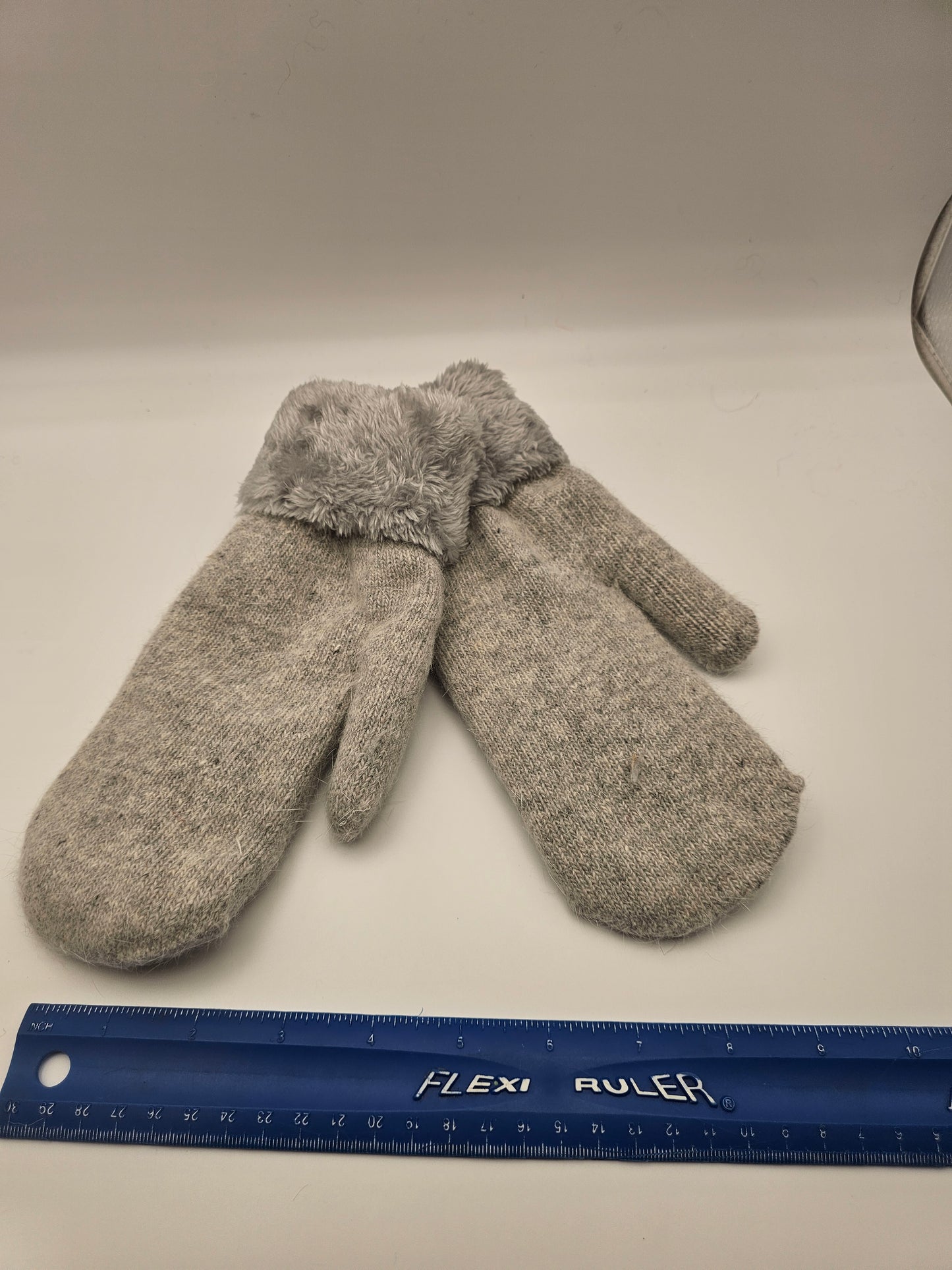 Angora Grey Mittens