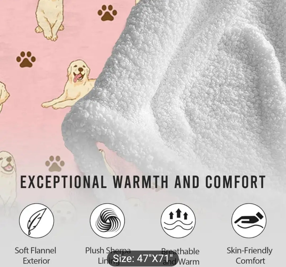 Fleece Blanket Hoodie Dog Print