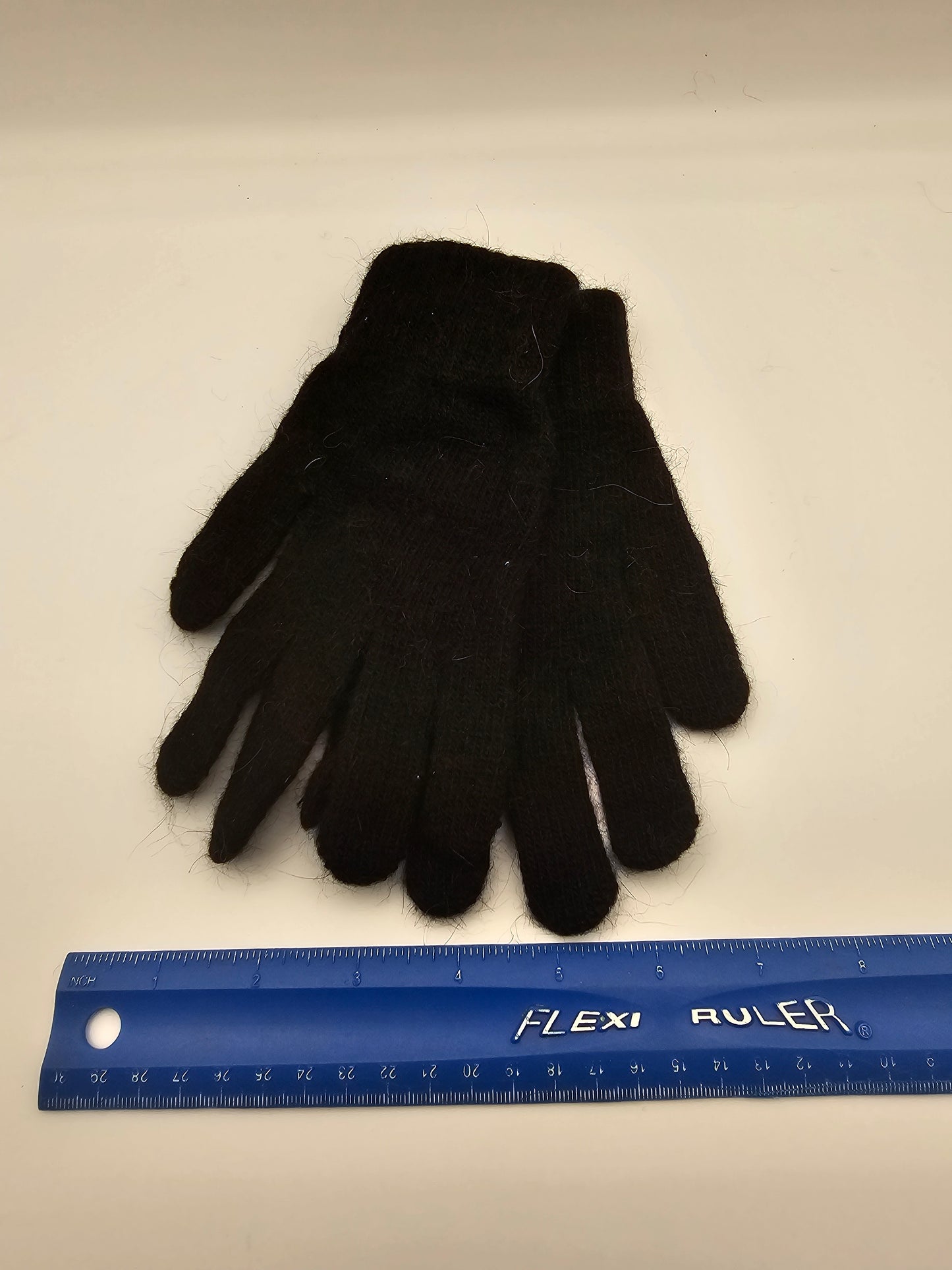 Angora Black Stretchy Gloves Adult