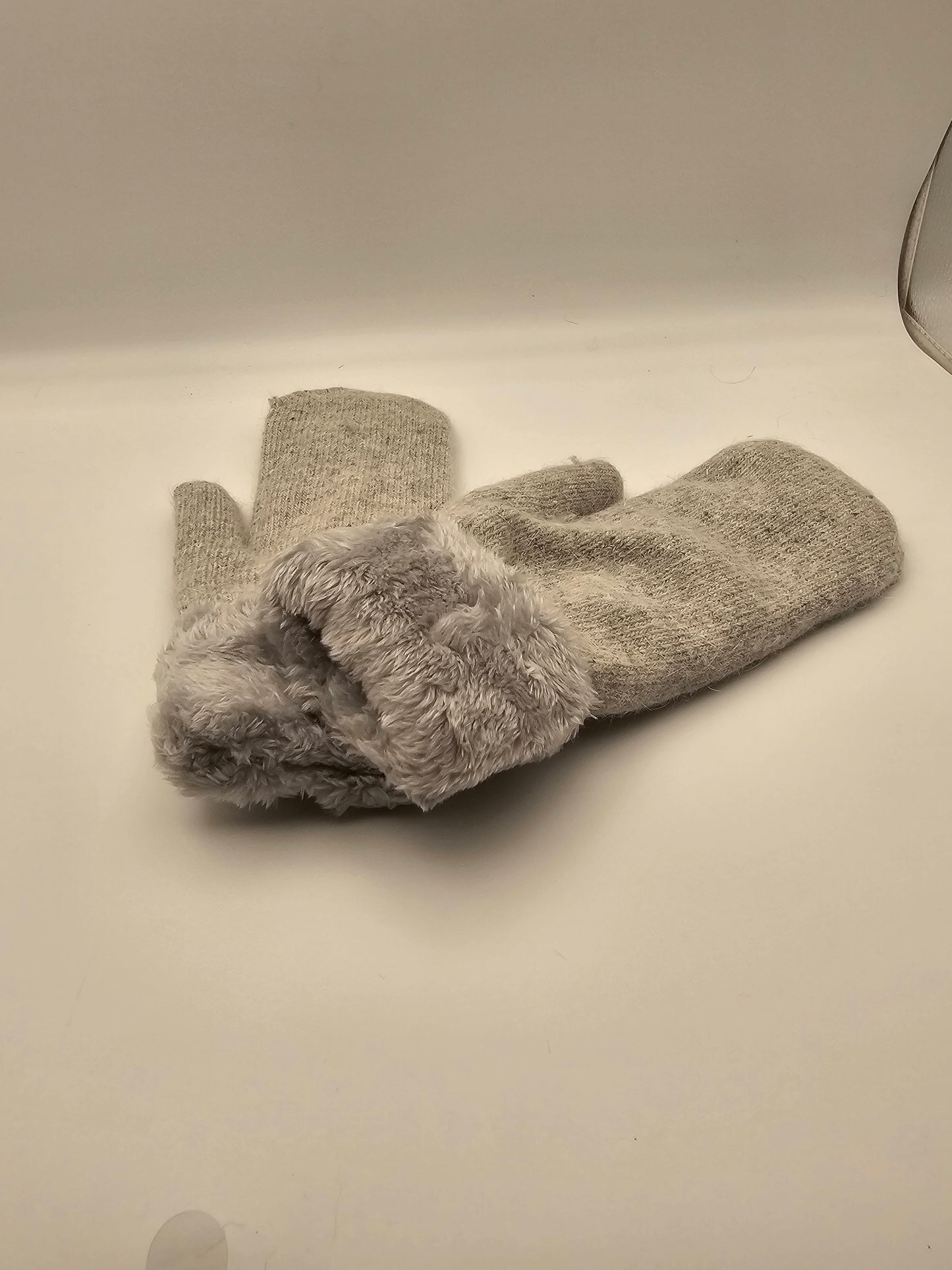 Angora Grey Mittens