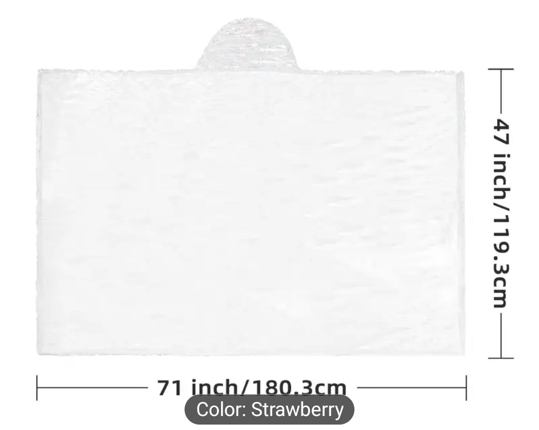 Fleece Blanket Hoodie Strawberry