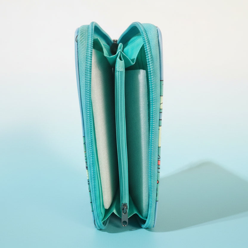 Women's Anime Wallet with Green Zipper