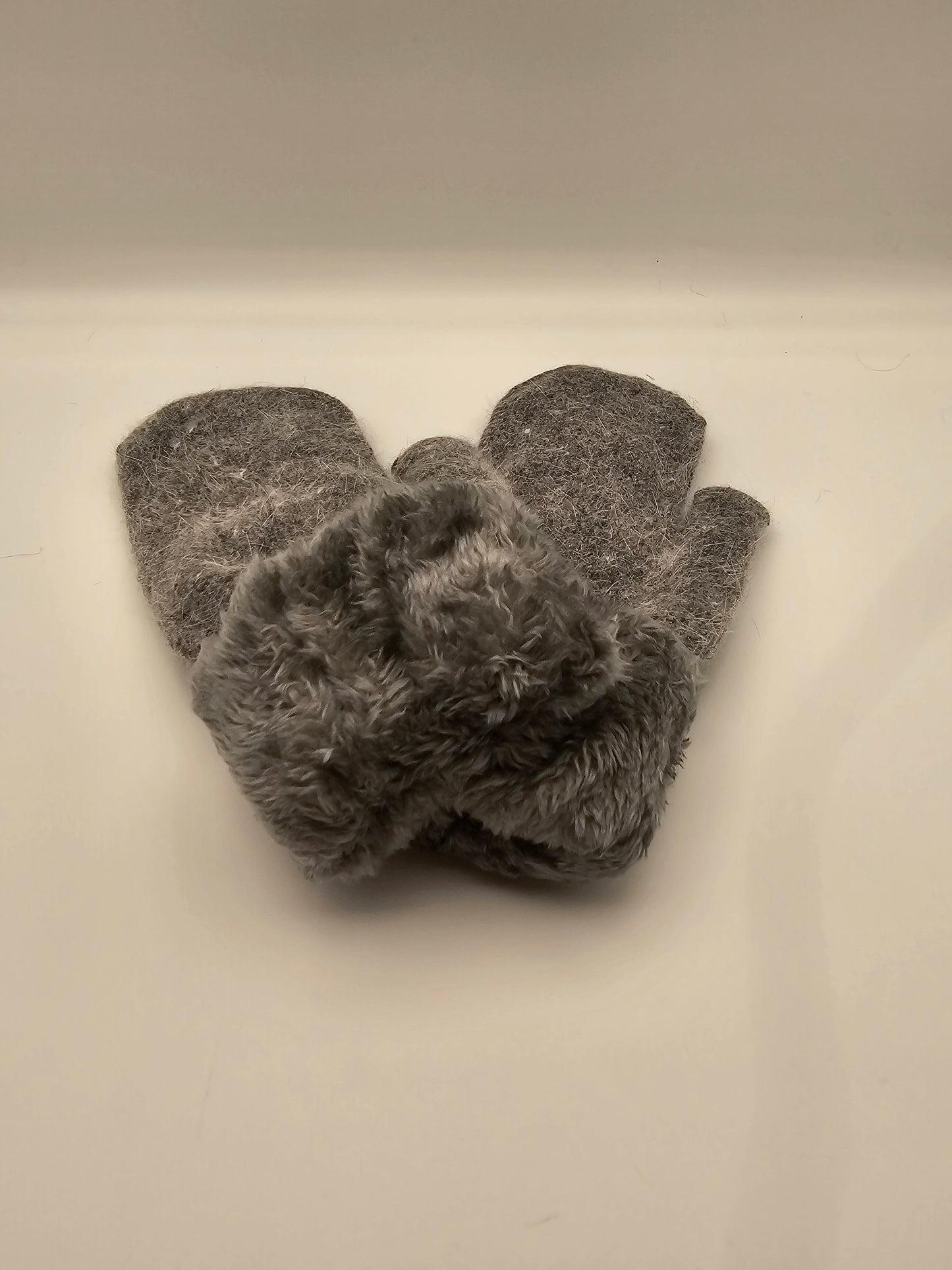 adult Angora Dark Grey Mittens