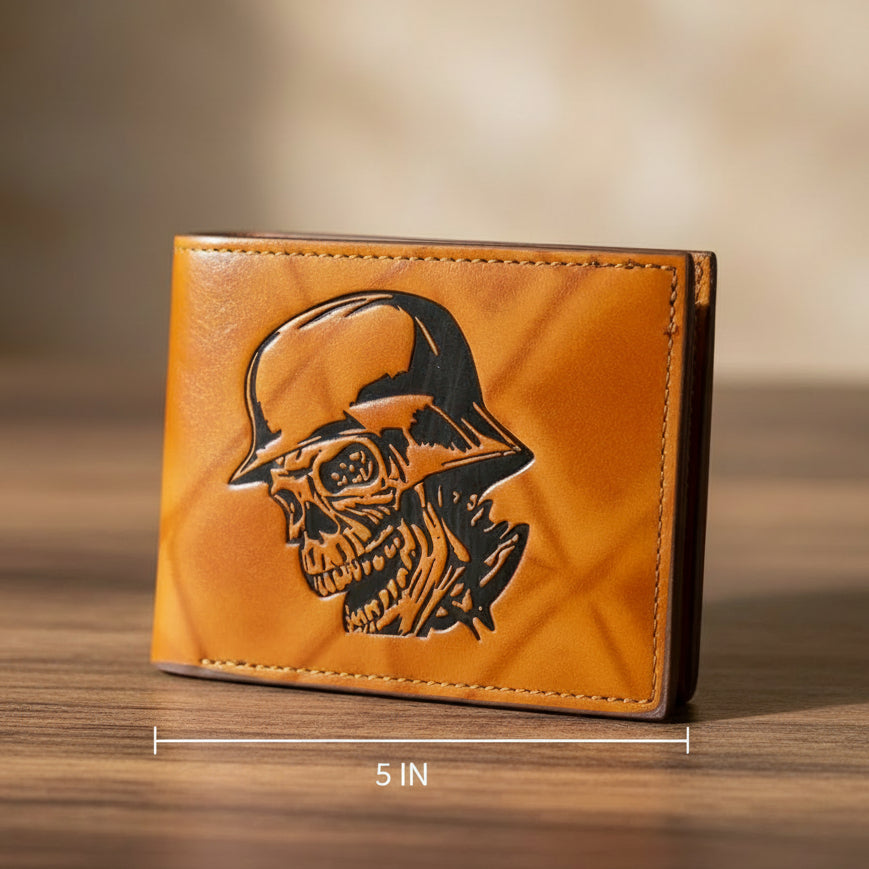 Tan Wallet with Skull Design