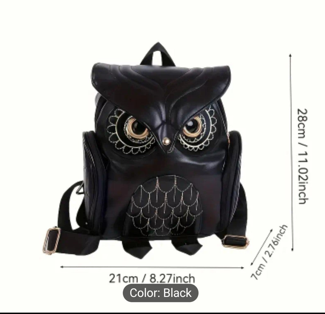 Black Owl Backpack Bag