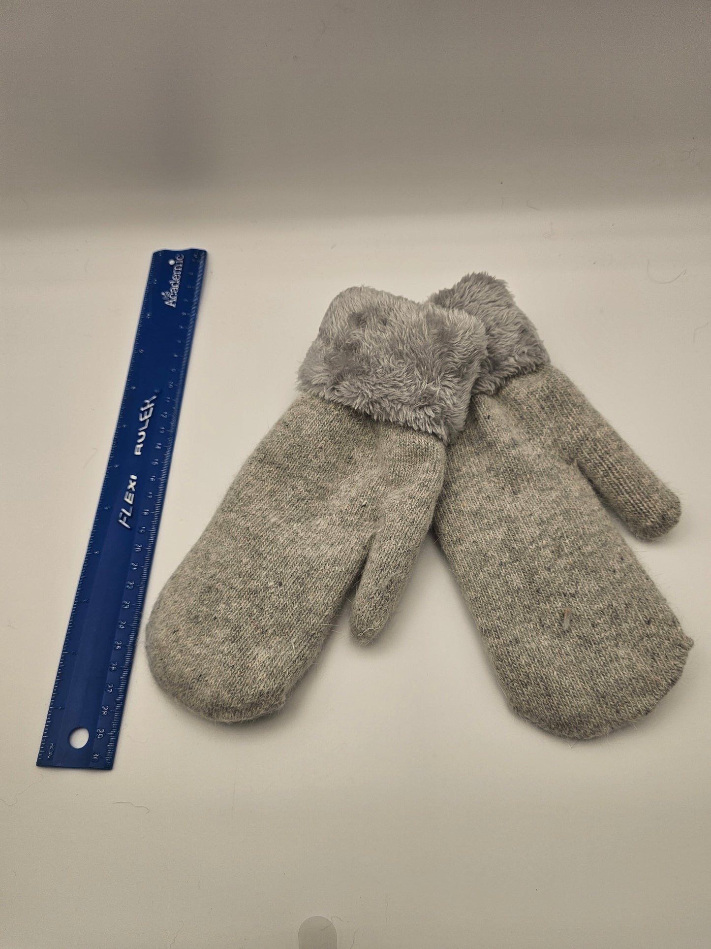 Angora Grey Mittens