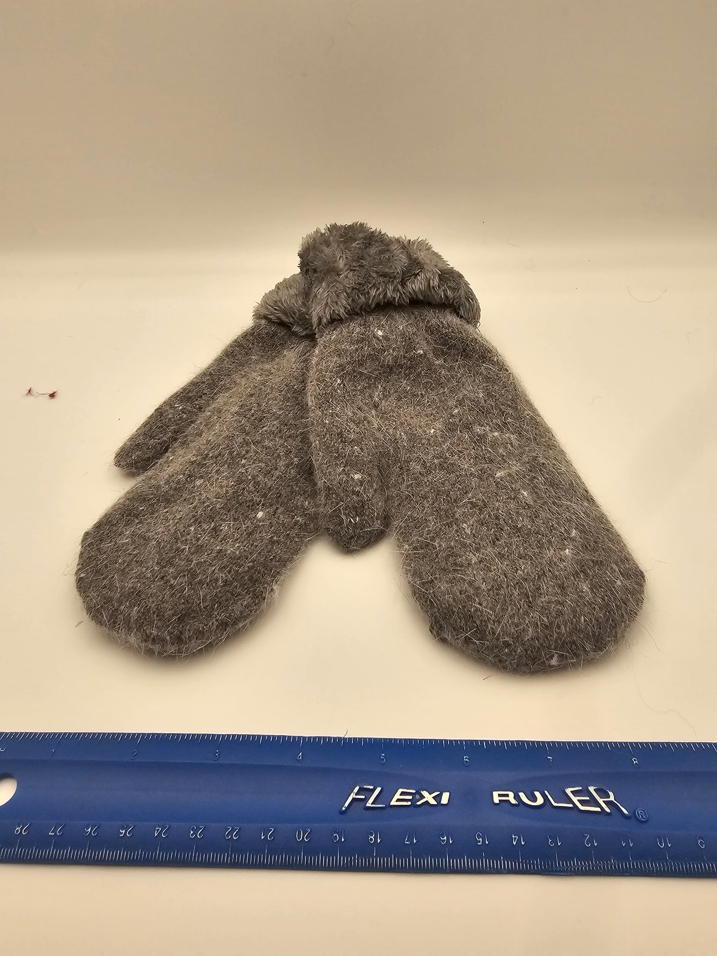 adult Angora Dark Grey Mittens