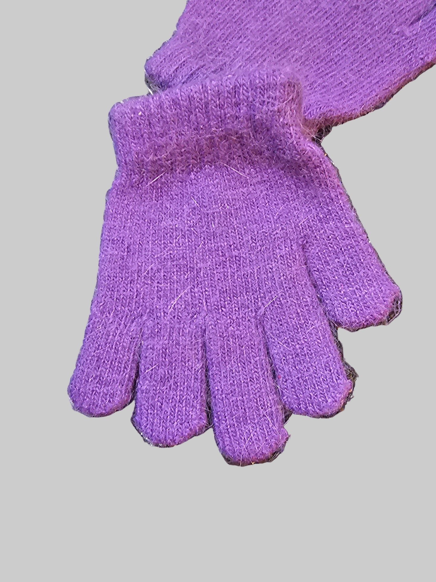 Purple Kids Angora Rabbit Fiber Stretchy Gloves