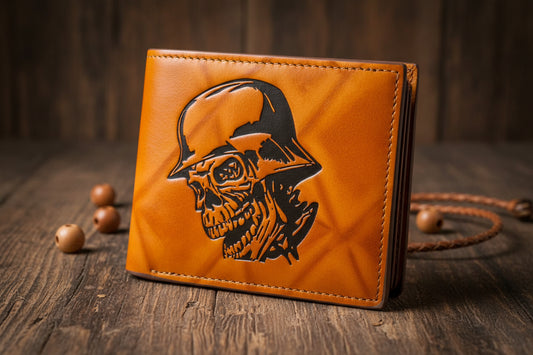 Tan Wallet with Skull Design