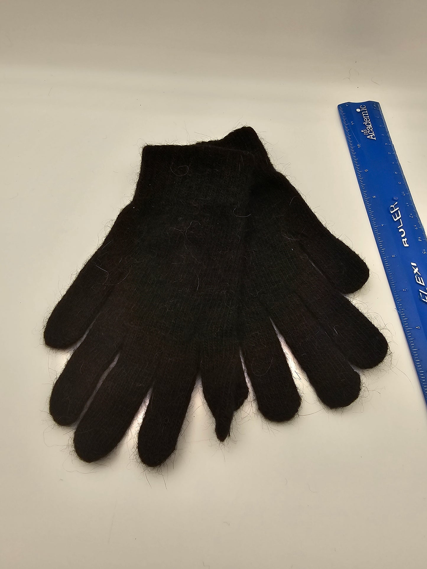 Angora Black Stretchy Gloves Adult