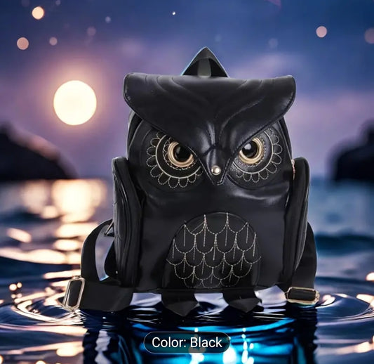 Black Owl Backpack Bag