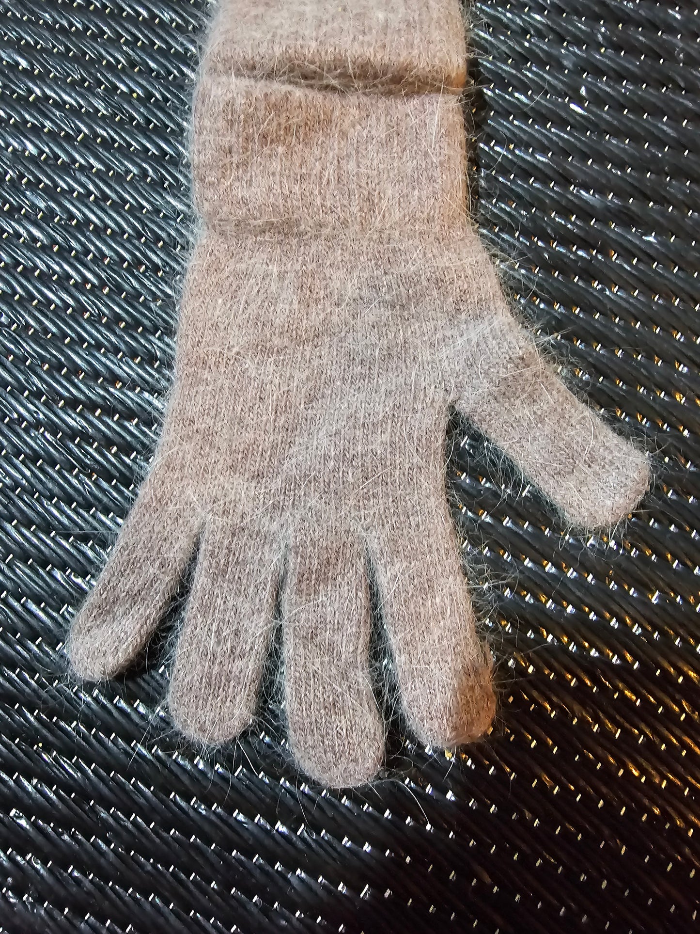 Brown Angora Fiber Stretchy Gloves Adult