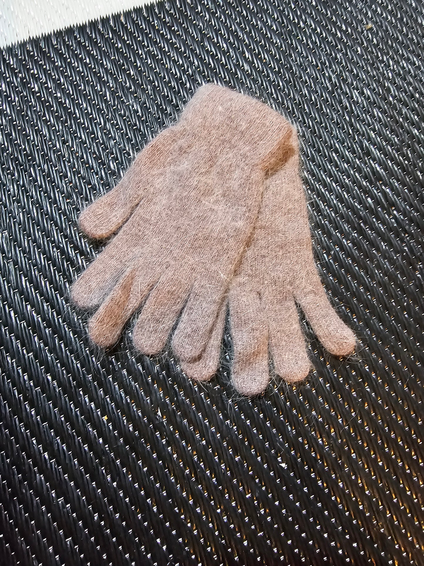 Brown Angora Fiber Stretchy Gloves Adult