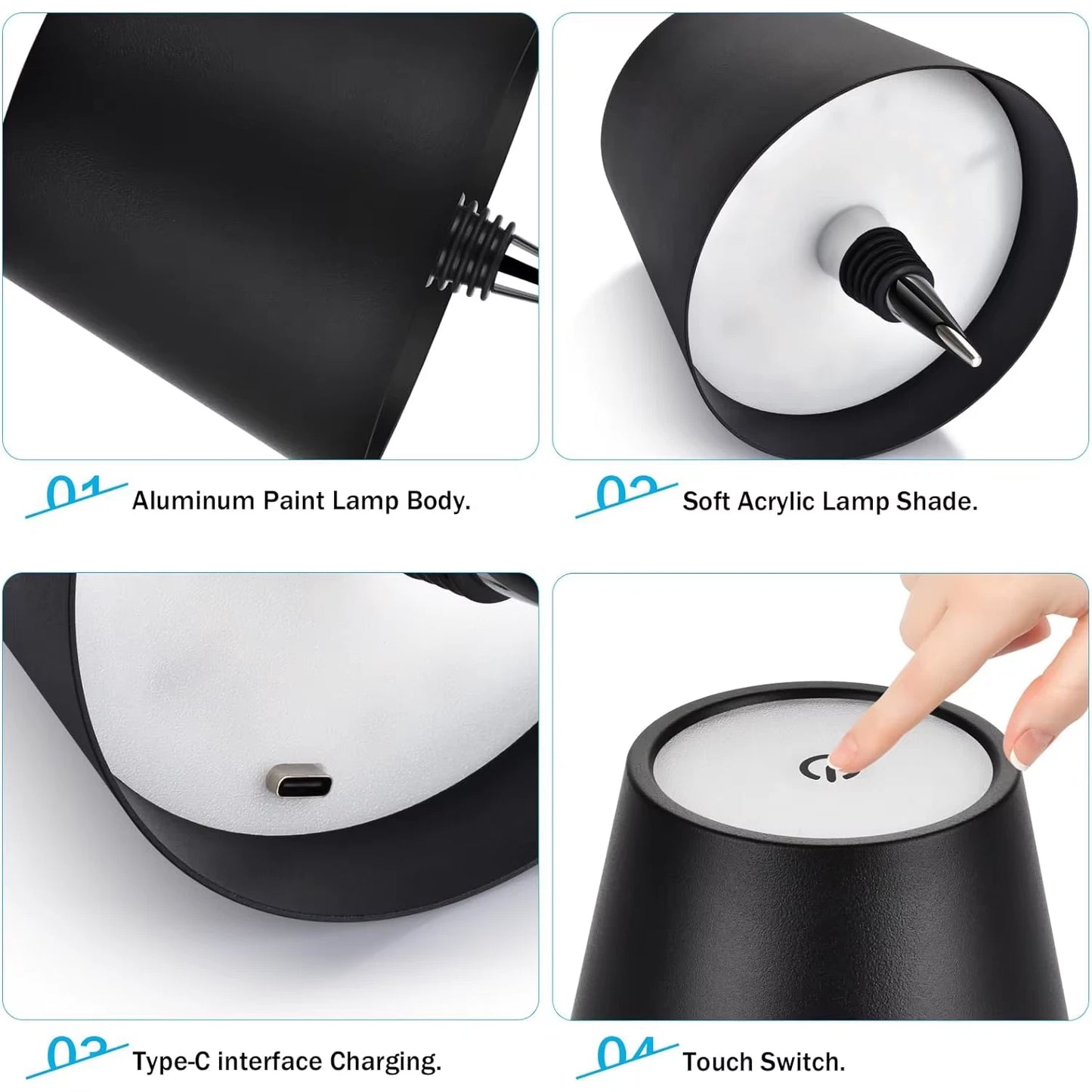 Dimming Metal Wine Bottle Light, Rechargeable Waterproof Bottle Touch Lamp