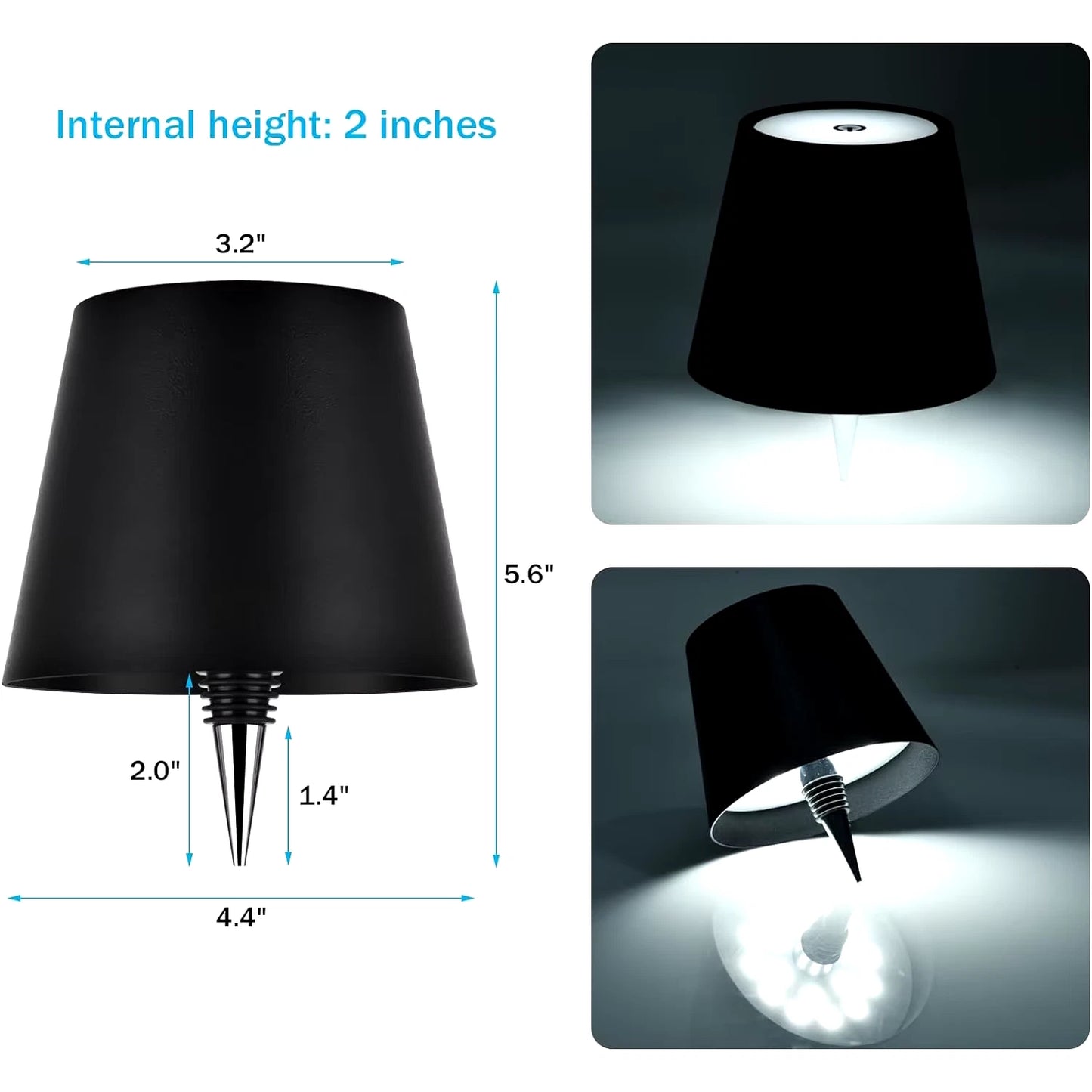 Dimming Metal Wine Bottle Light, Rechargeable Waterproof Bottle Touch Lamp